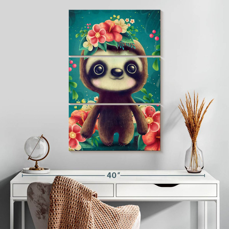 Brampt Floral Sloth, 32" H x 20" W