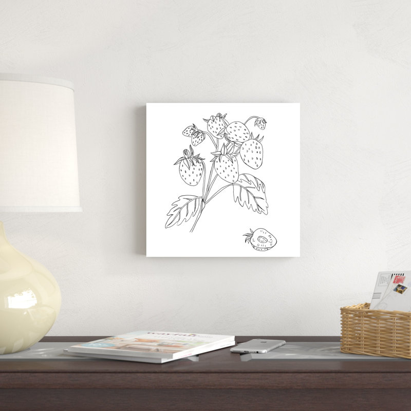 Wild Strawberries II par Melissa Wang - reproduction de dessin sur toile tendue, H 12 po x l 12 po