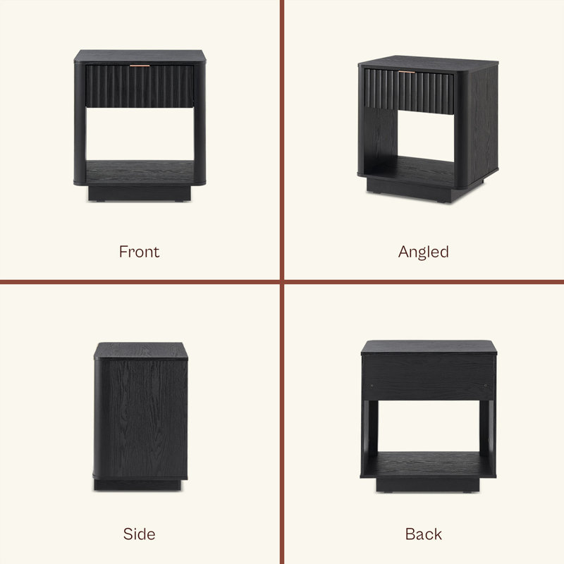 Dorcus Nightstand Set Of 2, Black, Black, Set of 2