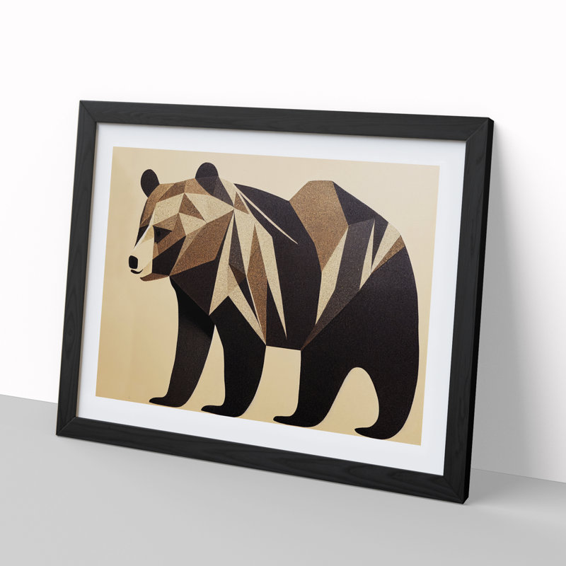 Epic Bear Abstract - Single Picture Frame Print, 46cm H x 64cm W x 2cm D, Black