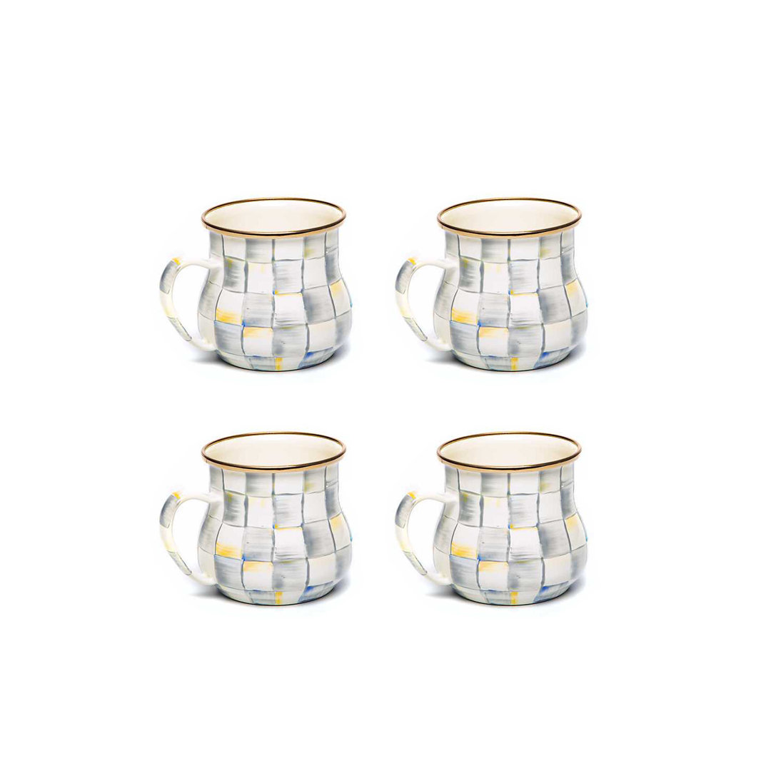 Sterling Check Mugs (Set of 4) MacKenzie-Childs 