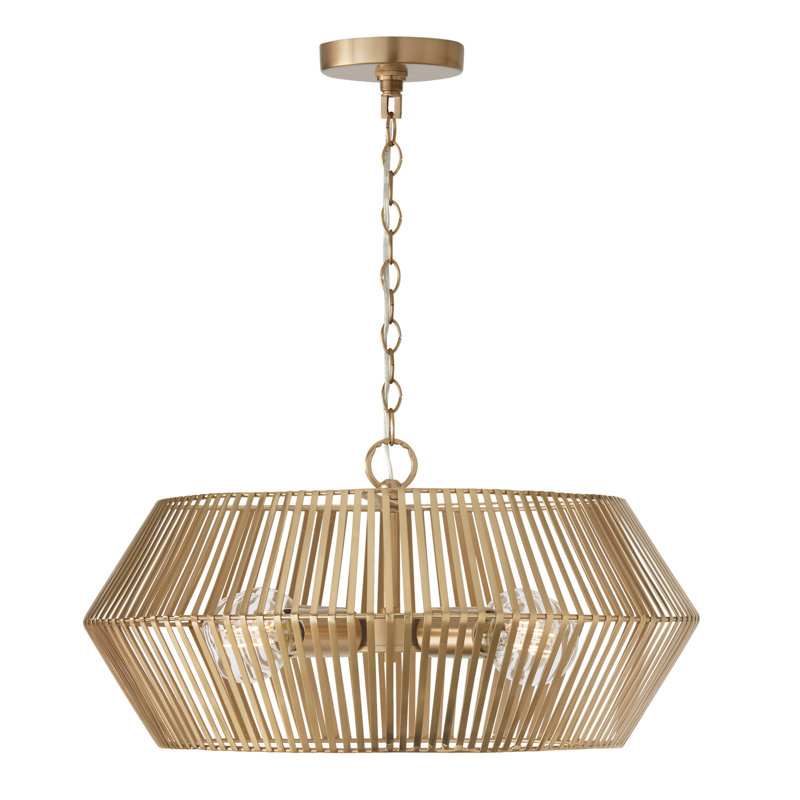 Luminaire suspendu géométrique à 4 lumières Kaiya, Laiton