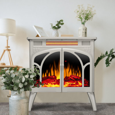 HAVATO 24" Electric Fireplace Stove - 3D Flame (12 Colours), Remote, 3-in-1 Heater + Timer, Safe for Bedroom 