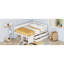 Lit de jour blanc avec possibilités de tiroirs polyvalentes et conceptions de tablettes contemporaines, tablettes pleine grandeur, structure en bois massif pour un espace de vie élégant-115834777