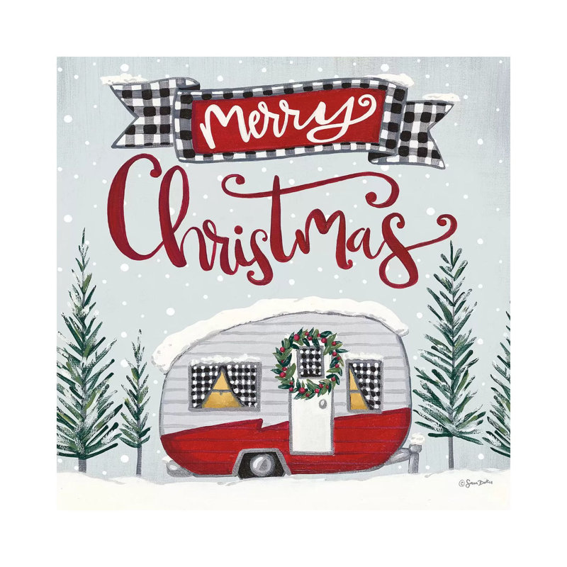 Merry Christmas Camper by Sara Baker - Gallery-Wrapped Canvas Giclée on Canvas, Canvas, 30.48 cm H x 30.48 cm W