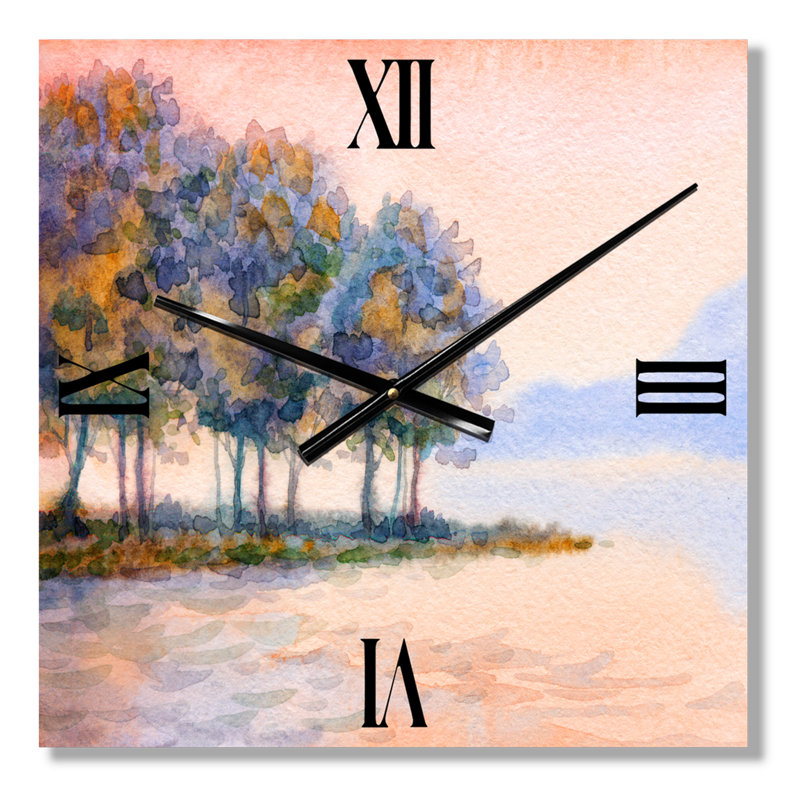 Horloge murale coucher de soleil sur le lac II, Très grand