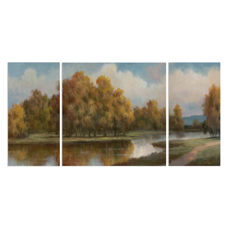 Shenandoah II, ensemble de 3 reproductions d’art sur toiles, H 32 po x l 64 po x P 1,5 po