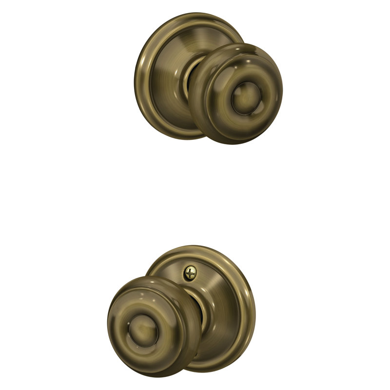 Georgian Passage Knob Hall and Closet Lock, Antique Brass