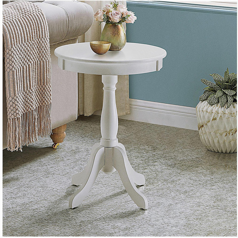 Table d'appoint blanche avec piédestal tourné