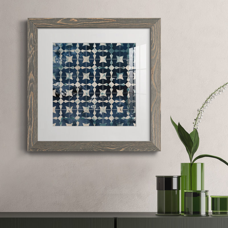 «Tile-Dye I», reproduction encadrée de qualité supérieure - prête à être accrochée, Papier avec cadre gris, Blanc