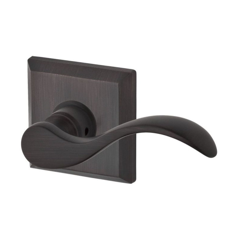 Curve Single Dummy Door Lever with Traditional Square Rose, Left, Venetian Bronze