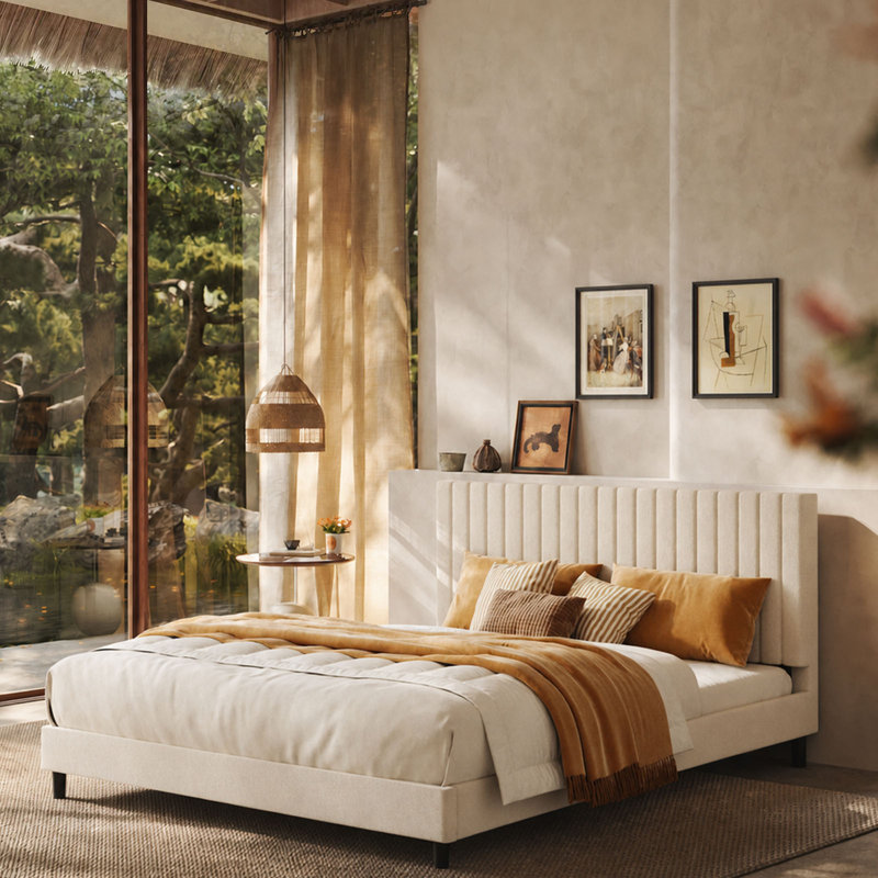 Tête de lit Modern, Grand lit, Beige