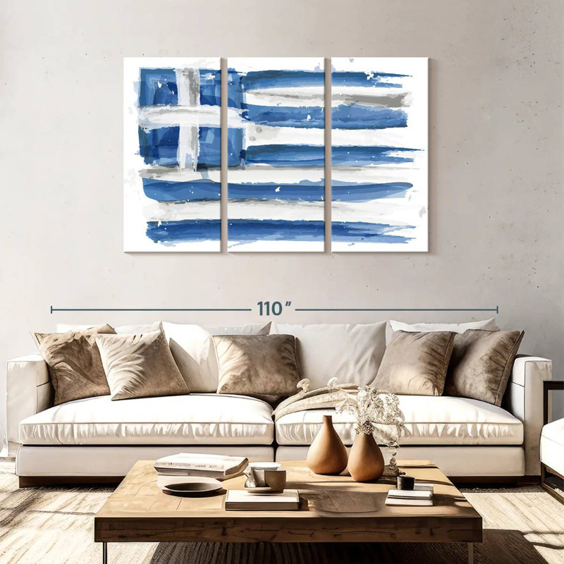 Borges Brushed Greek Flag, 48" H x 74" W