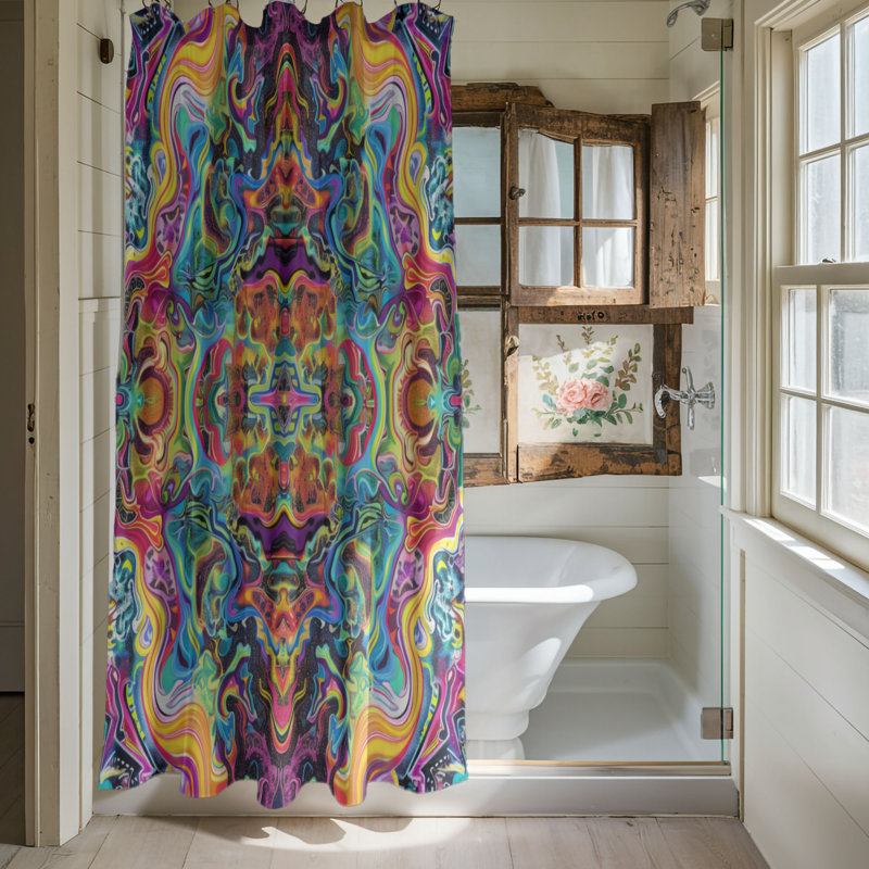 Trippy Patterns - Rideau de douche Premium, H 74 po x l 71 po