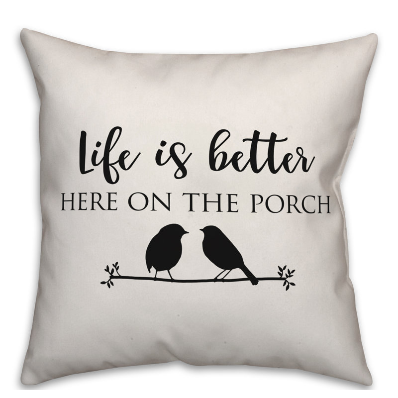 Outdoor Throw Pillow, Off White/Black, 18" x 18"
