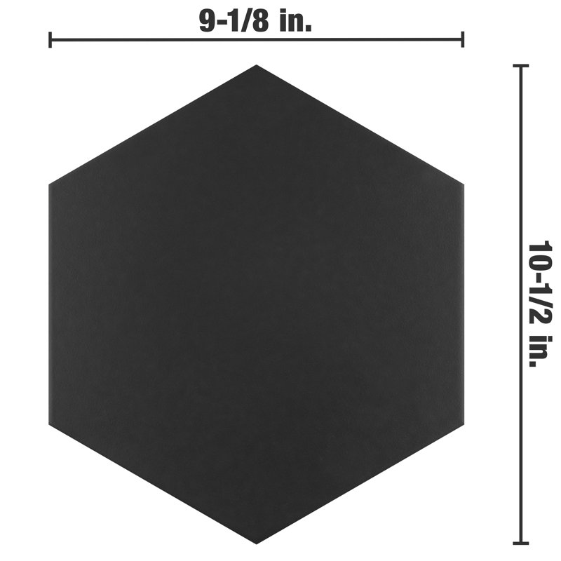 Carreau de porcelaine 9 po x 11 po Merini Tile, Noir mat