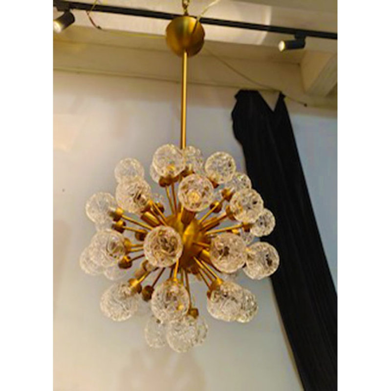 Murano  Light Rose Sputnik? Sphere Chandelier, Antique Brass, Gold, 50" Diameter x 70" Height
