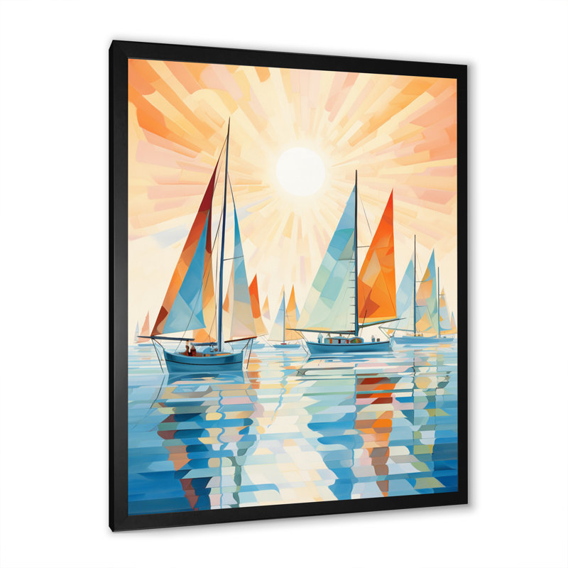 Minimalisme voilier Rhythms X - nautique et plage, reproduction d'art sur toile, Cadre photo noir, H 20 po x l 12 po x P 1 po