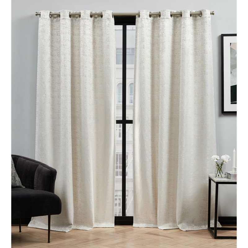 Paire de rideaux obscurcissant avec œillets, Ivoire / Doré, 52 po x 84 po