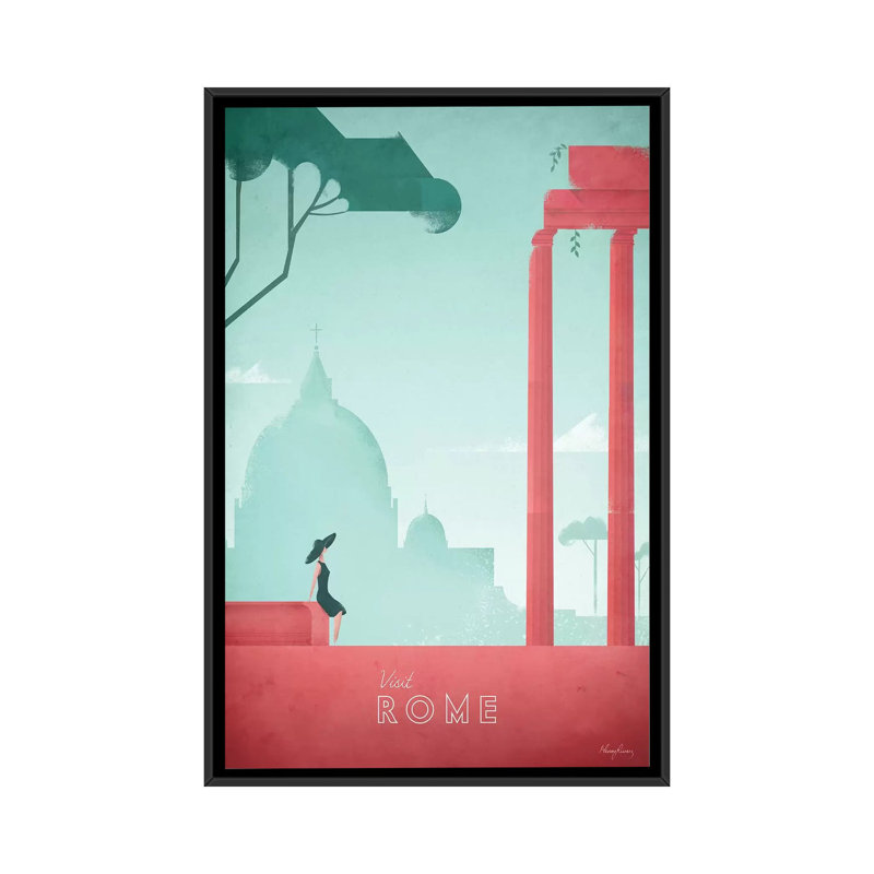 Rome, impression sur toile tendue, Toile avec cadre noir, Pas de tapis, H 48 po x l 32 po x P 1,5 po