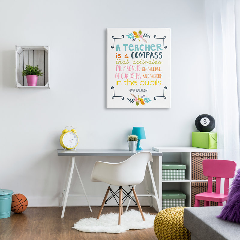 Teacher Is A Compass Motivational Quote Canvas Wall Art