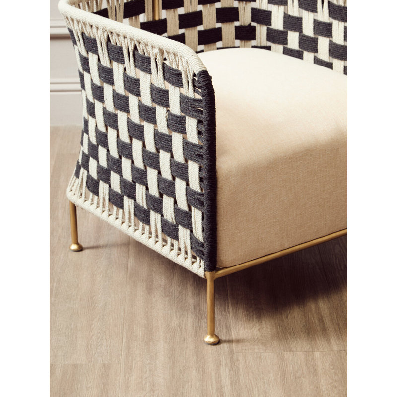 Upholstered Cotton Blend Accent Chair