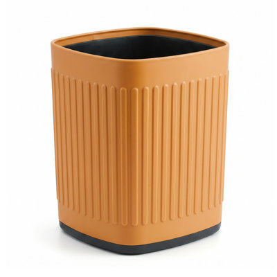 1.8 Gallon Metal Kitchen Trash Can – Waterproof, Decorative Small Garbage Bin for Bathroom, Office, Bedroom – Orange