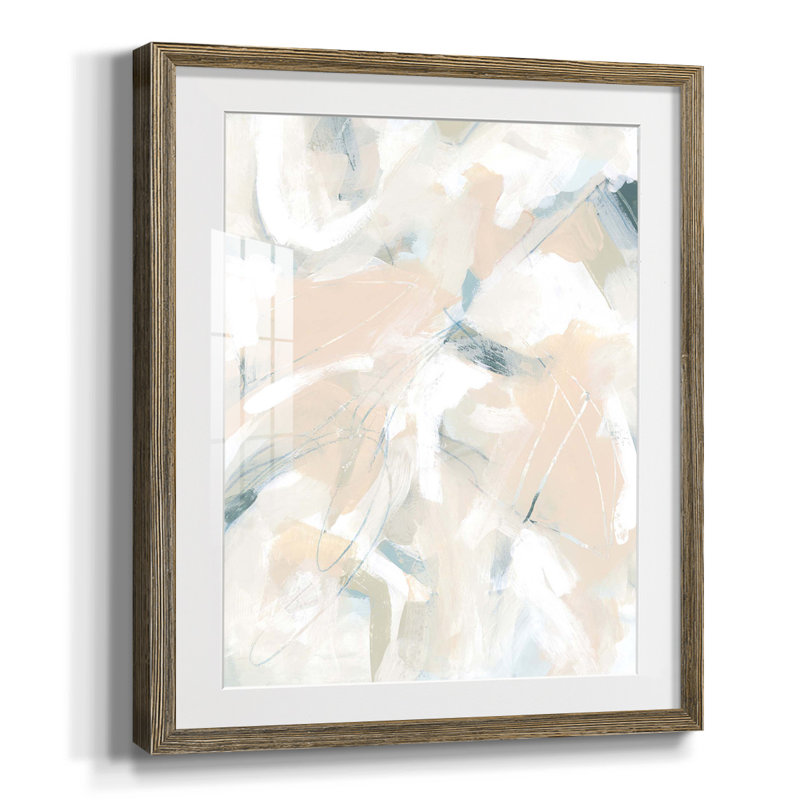 Gravure de grès I, Toile avec cadre noyer, Blanc