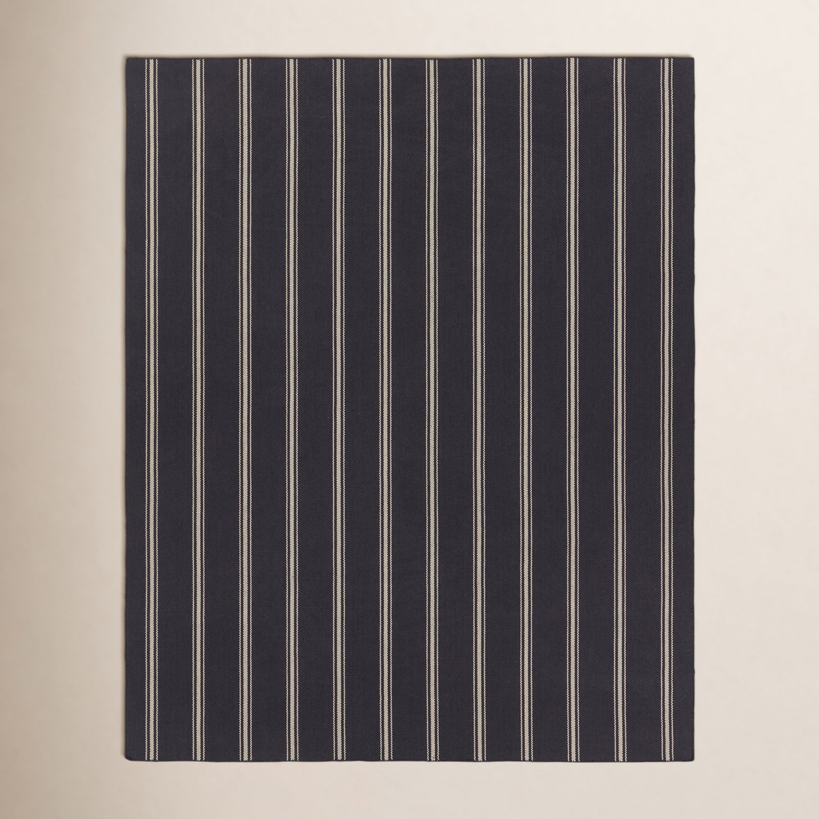 Edora Navy Ivory Hand-Loomed Striped Outdoor Rug, Rectangle 2' x 3'