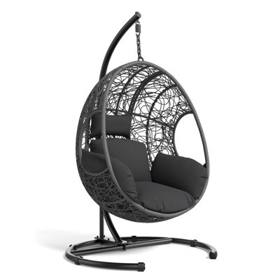 42" Extra Wide Hanging Egg Chair with 8-Inch Thick Cushion, 400lb Capacity Patio Swing & Easy Assembly for Outdoor Garden Balcony, Gray