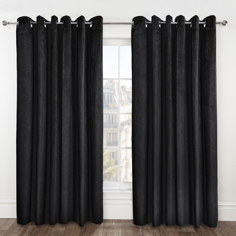 Blackout Curtain Panel Pair, 116cm Width x 183cm Drop, Black