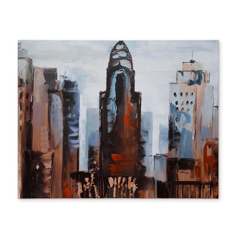 Napperon contemporain en polyester bleu - Sullen Day in the City