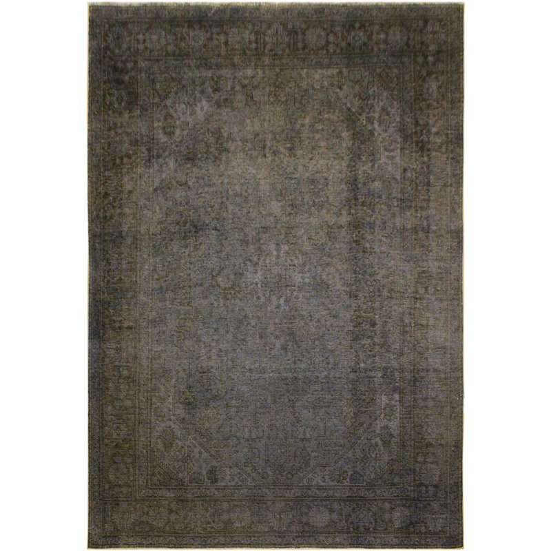 Tapis oriental noir / bleu en laine noué à la main 6 pi 5 po x 9 pi 6 po Paralta