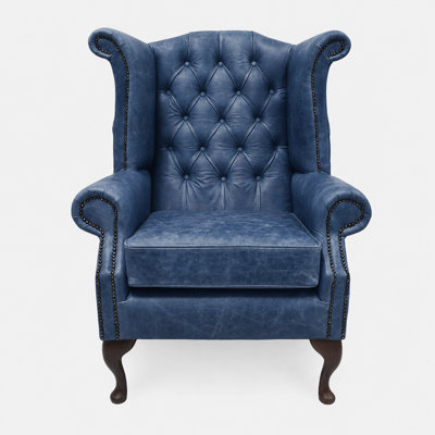 Upholstered Leather Wingback Chair