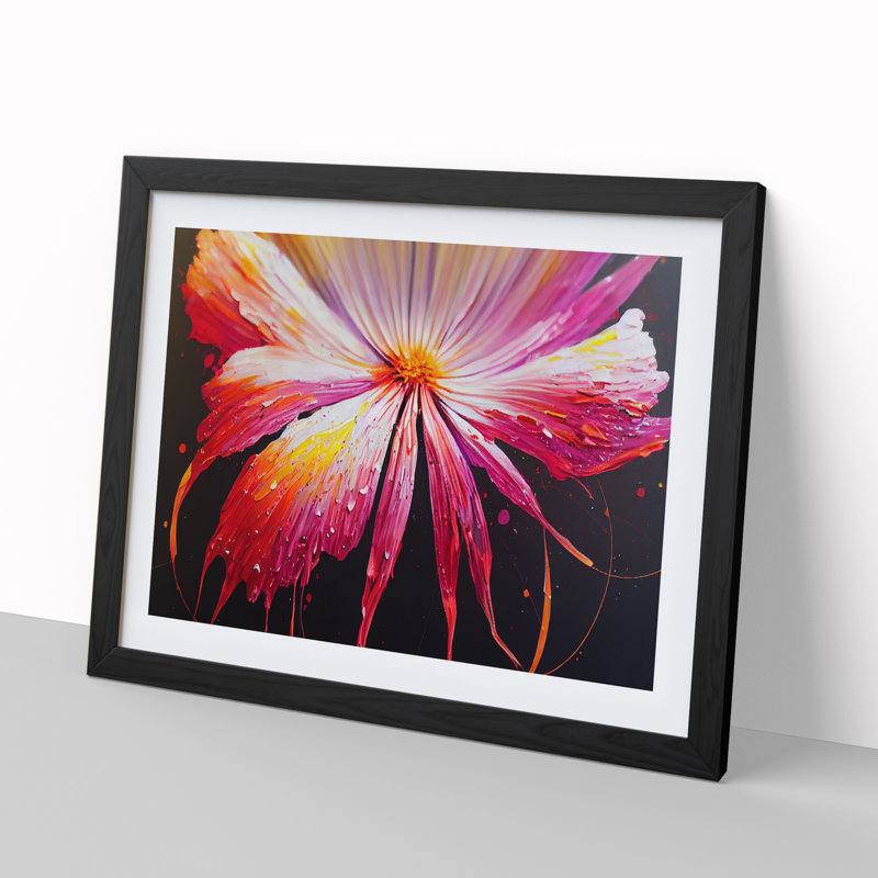Exceptional Modern Flower Abstract - Single Picture Frame Painting, Black, 46cm H x 64cm W x 2cm D