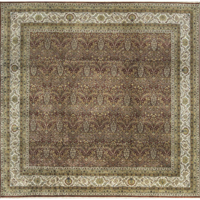 Hand-Knotted High-Quality Plum and Ivory Area Rug
