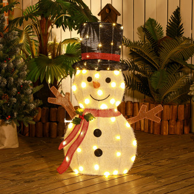 Décoration de Noël illuminée bonhomme de neige avec 56 lumières DEL blanches