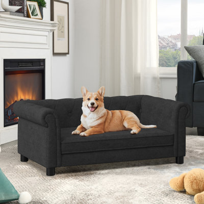 Soft and Comfortable Durable Elevated Dog Sofa Bed with Backrest and Armrests Rectangular Pet Sofas Couch for Small and Medium-sized Dogs