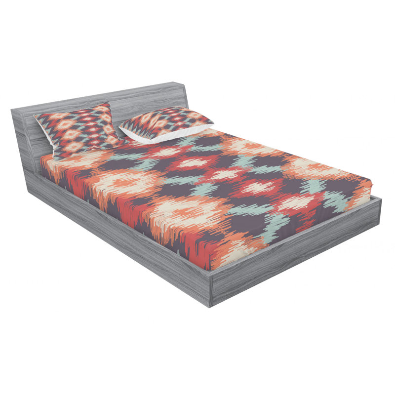 Microfiber Ikat Sheet Set, Full Sheet Set with Fitted Sheet
