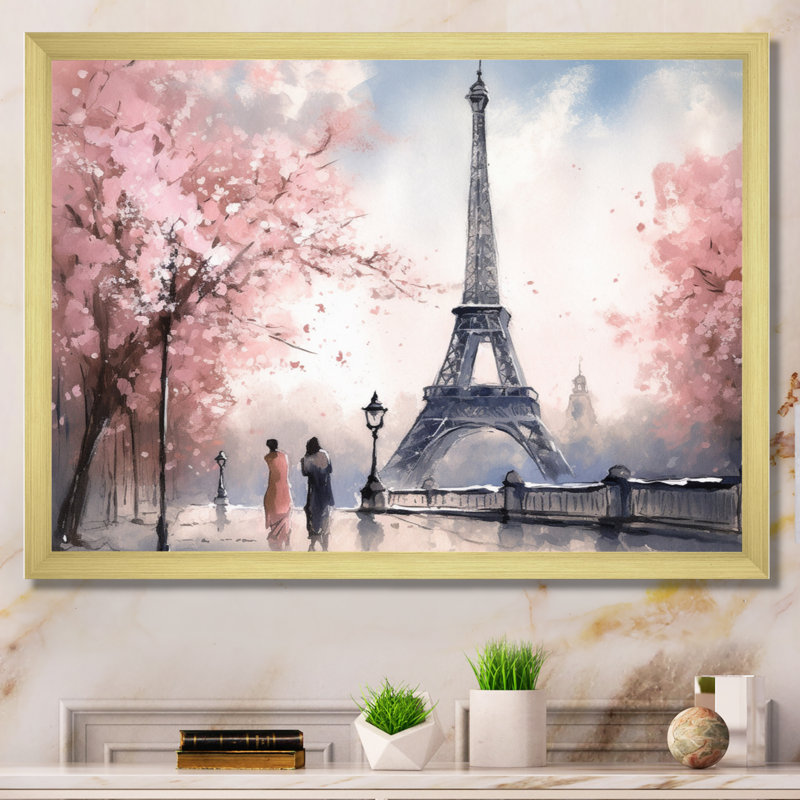 Art mural de la Tour Eiffel, France, Cadre doré à une seule photo, H 34 po x l 44 po x P 1,5 po