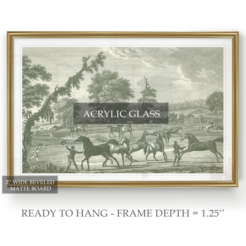 « équestres scenes iii », reproduction sur toile, H 30,5 po x l 42,5 po x P 1,5 po, Or