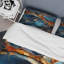 Ensemble de housse de couette à motif de mosaïque en marbre doré et bleu IV-101242285