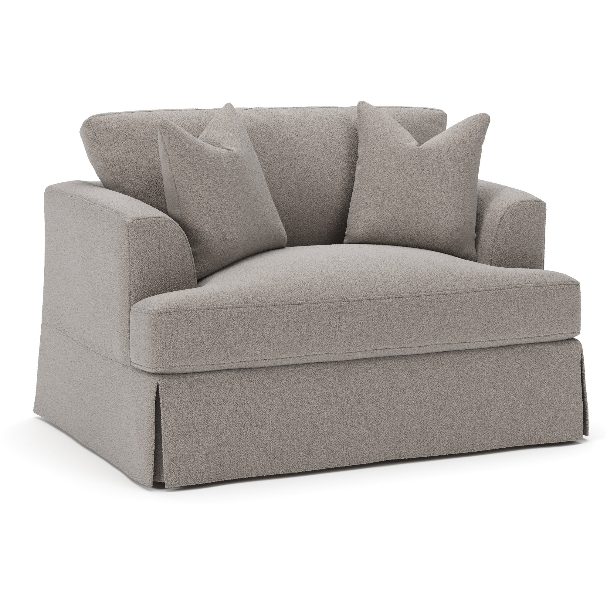 Lucia Slipcovered Chair and a Half, Apollo Pebble Boucle
