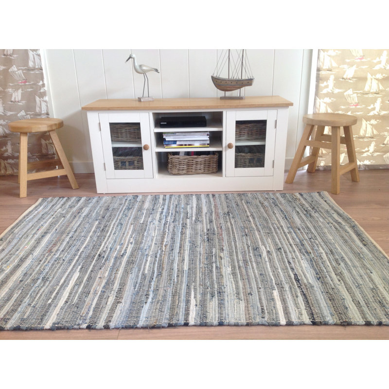 Jakes Striped Cotton Hand Woven Area Rug, Rectangle 150 x 240cm