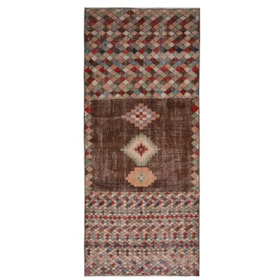 Pasha One-of-a-Kind Hand-Knotted Brown/Peach/Green/Mint 3'10"" x 9' Wool Area Rug -  Rug & Kilim, 19990