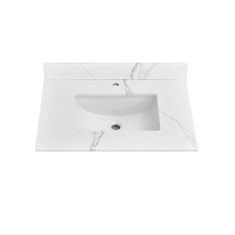 30" W  Quartz Vanity Top With Undermount Sink & Backsplash