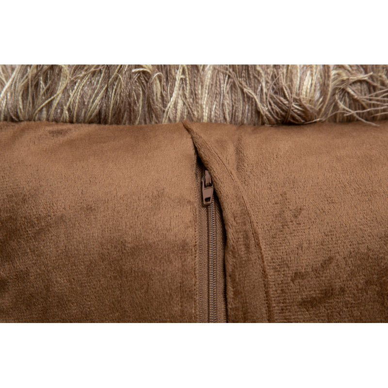 Brown Faux Leather Rectangular Rustic Throw Pillow