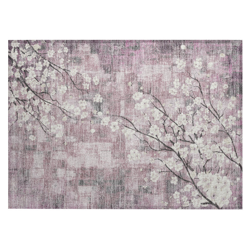 Machine Washable Indoor/Outdoor Brenden ACN2248 Floral Rug, Rectangle 1'8" x 2'6"