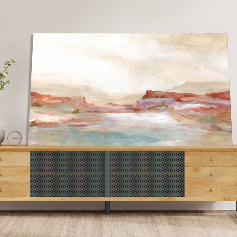 «Twilight Desert Mirage» par Carol Robinson - Peinture, L 40 po x H 24 po, Toile tendue