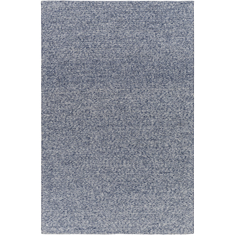 Tapis rectangulaire en laine tissé à plat à la main en bleu Tariah